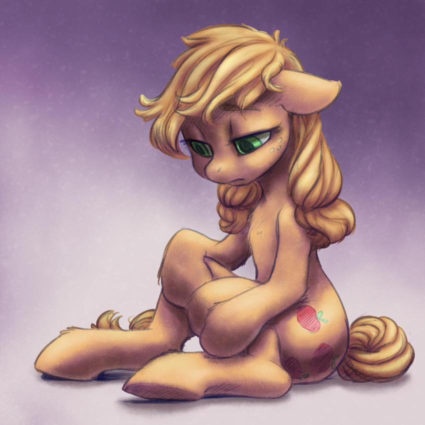 2017 applejack_(mlp) chromaskunk cutie_mark earth_pony equine female freckles friendship_is_magic fur hair hi_res hooves horse long_hair mammal my_little_pony pony sitting solo verulence