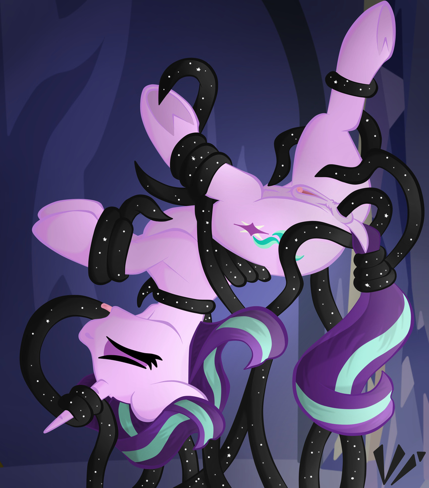 2017 anal anal_penetration anus bound cave clitoral_winking clitoris cutie_mark equine eyes_closed female feral forced friendship_is_magic hair horn inside mammal multicolored_hair my_little_pony penetration pussy solo starlight_glimmer_(mlp) tentacles tongue tongue_out two_tone_hair unicorn virenth