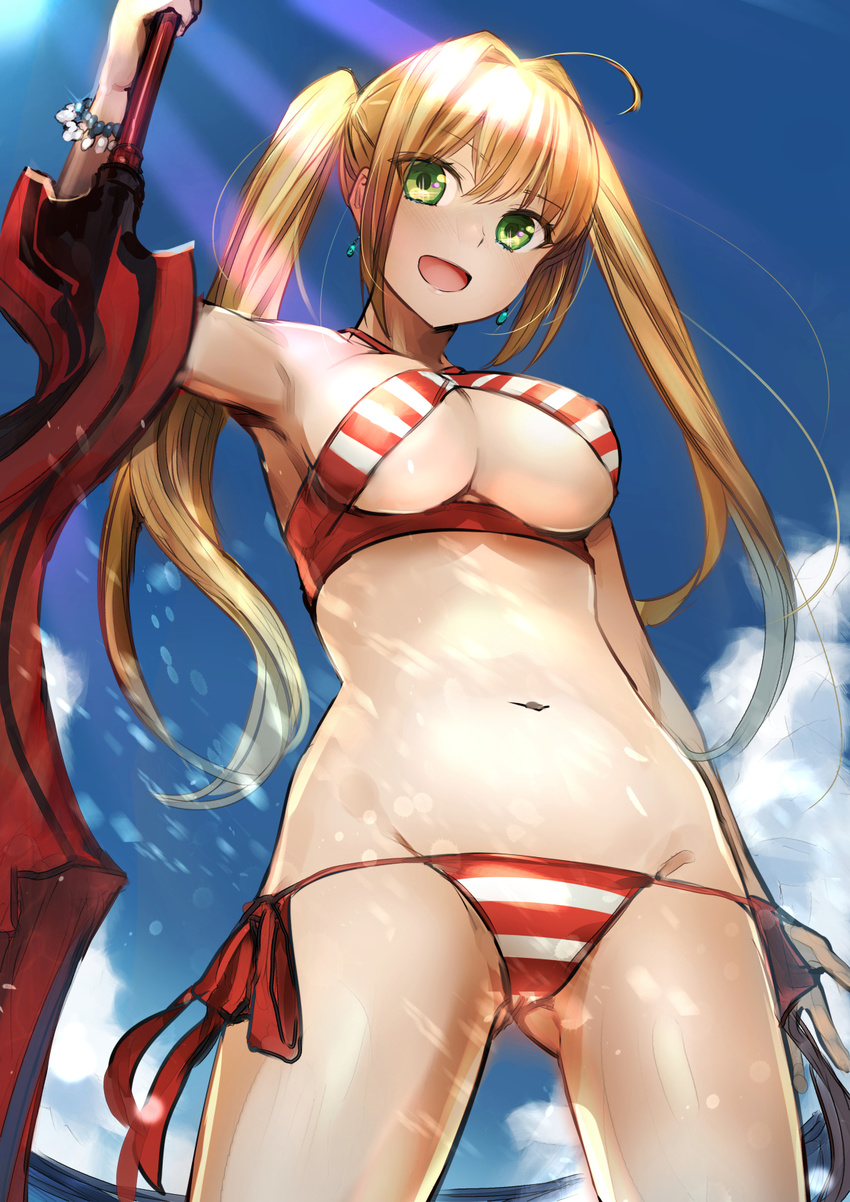 akechi_shizuku bikini fate/grand_order saber_extra swimsuits sword underboob