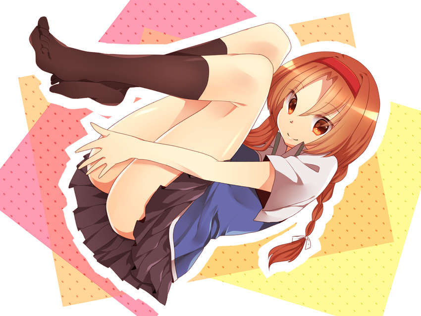 ass blush bow braid breasts brown_eyes brown_hair d-frag! hair_bow hairband large_breasts long_hair sakura_hazuki school_uniform single_braid skirt solo takao_(d-frag!) uniform