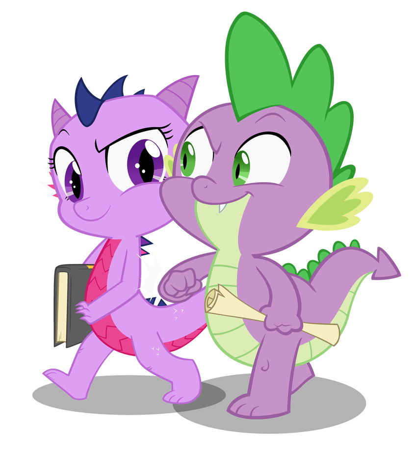 2017 alpha_channel alternate_species book dragon duo female friendship_is_magic male my_little_pony queencold scalie scroll spike_(mlp) twilight_sparkle_(mlp)