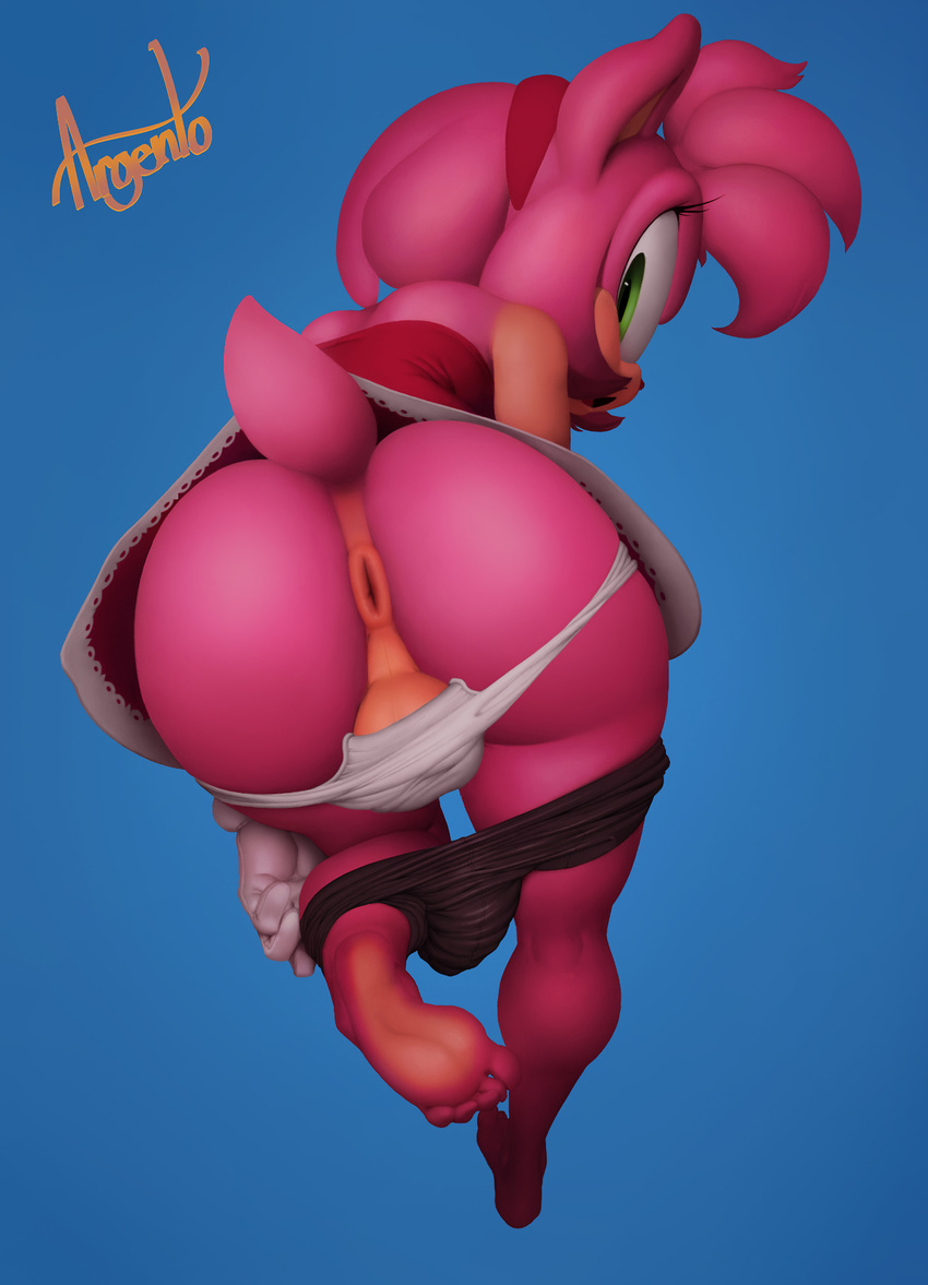 2017 5_toes amy_rose anthro anus argento balls barefoot bent_over big_butt bike_shorts blue_background butt clothed clothing dress eyelashes feet female fur gloves green_eyes hairband hedgehog looking_at_viewer looking_back mammal neozoa open_mouth panties pink_fur shorts simple_background soles solo sonic_(series) tagme tight_clothing toes underwear undressing upskirt
