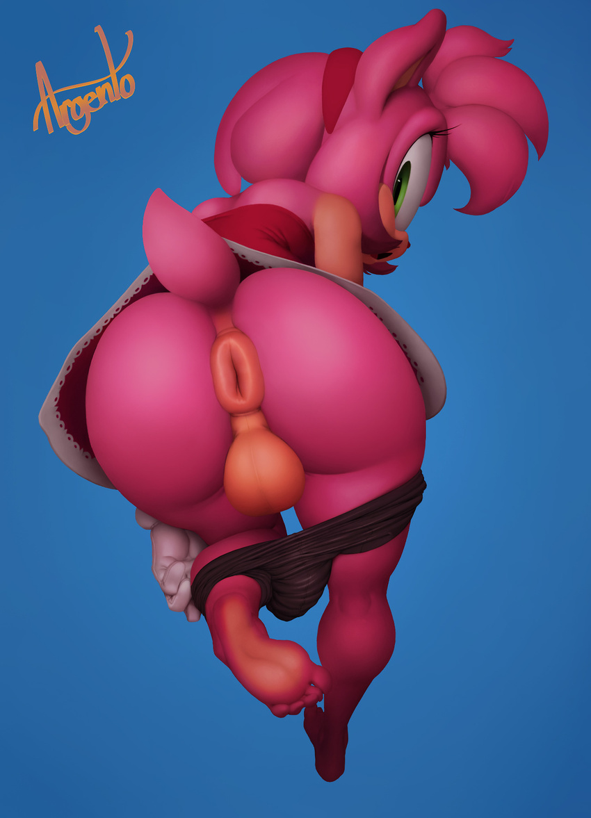 2017 5_toes amy_rose anthro anus argento balls barefoot bent_over big_butt bike_shorts blue_background butt clothed clothing crossgender dress eyelashes fur gloves green_eyes hairband hedgehog invalid_tag looking_at_viewer looking_back male mammal neozoa open_mouth pink_fur shorts simple_background soles solo sonic_(series) tagme tight_clothing toes undressing upskirt