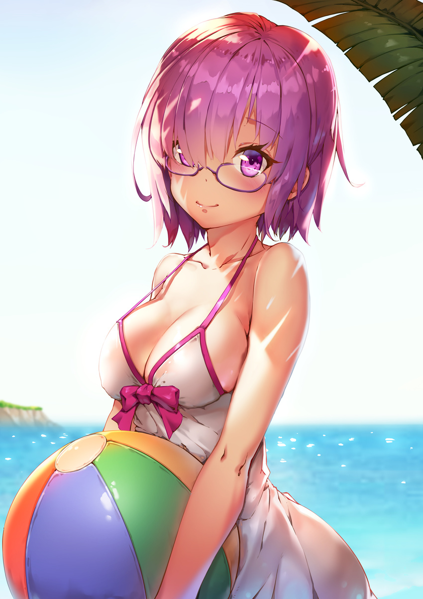 cleavage dsknight fate/grand_order mash_kyrielight megane swimsuits