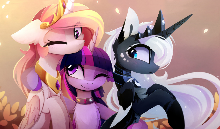 blue_eyes equine eyelashes feathered_wings feathers female friendship_is_magic fur group hair hooves horn magnaluna mammal my_little_pony princess_celestia_(mlp) princess_luna_(mlp) purple_eyes purple_fur purple_hair smile twilight_sparkle_(mlp) white_hair winged_unicorn wings