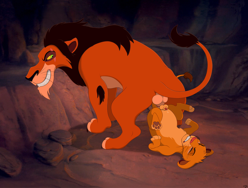 age_difference anal anal_penetration balls cub disney duo feline feral hi_res incest lion male male/male mammal mcfan nephew penetration penis scar_(the_lion_king) simba the_lion_king uncle uncle_and_nephew young