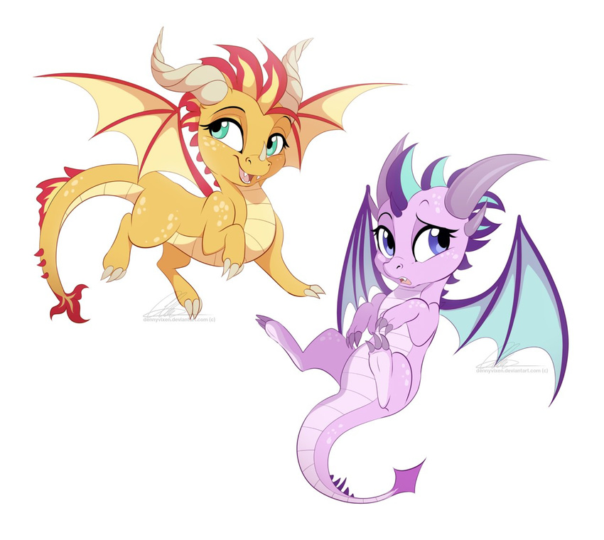 2017 alternate_species dennyvixen dragon duo equestria_girls fangs female friendship_is_magic horn my_little_pony starlight_glimmer_(mlp) sunset_shimmer_(eg)