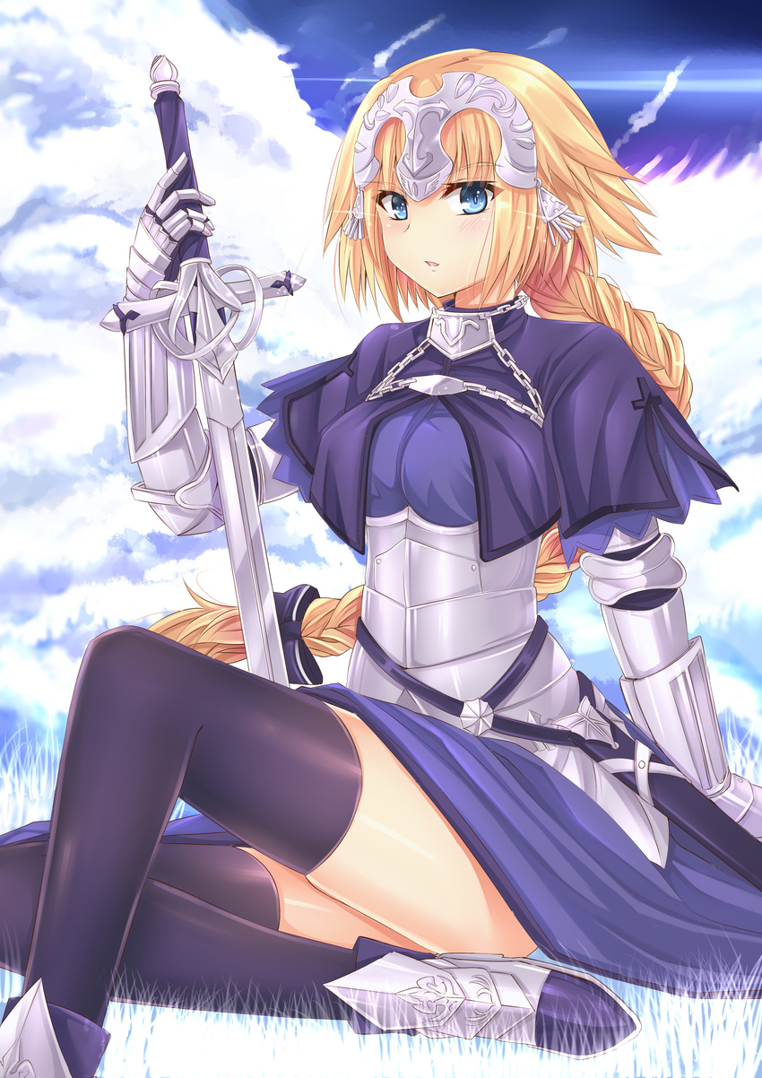 armor fate/apocrypha fate/stay_night ruler_(fate/apocrypha) sword tagme thighhighs