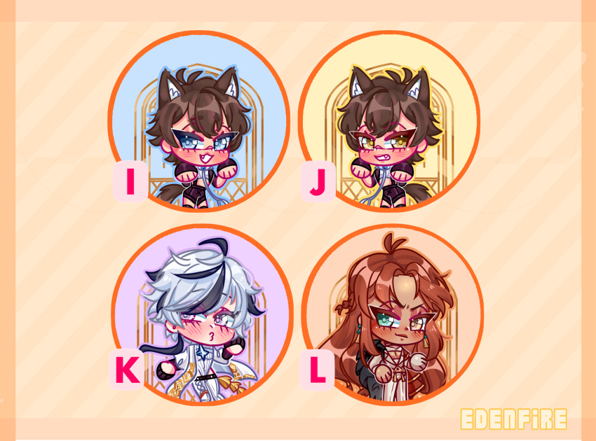 ambiguous_gender animal_humanoid blade_(nu:_carnival) brown_hair canid canid_humanoid canine canine_humanoid chibi clothed clothing dante_(nu:_carnival) edenfire garu_(nu:_carnival) hair hi_res human humanoid karu_(nu:_carnival) lidded_eyes male_(lore) mammal mammal_humanoid nu:_carnival prick_ears solo white_hair wolf_humanoid