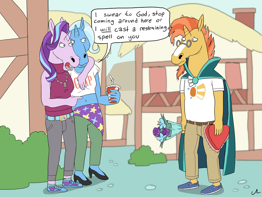 2017 bojack_horseman dialogue docwario english_text equine female friendship_is_magic horn male mammal my_little_pony starlight_glimmer_(mlp) sunburst_(mlp) text trixie_(mlp) unicorn