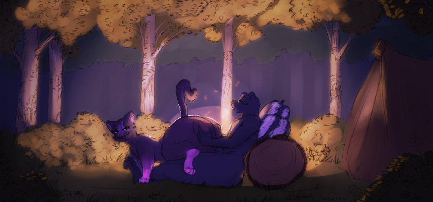 anthro big_butt big_penis blush blush_lines butt camp campfire camping camping_tent crouching_reverse_cowgirl detailed_background digital_media_(artwork) domestic_cat dumliz duo erection feet felid feline felis female female_on_top female_penetrated feral forest forest_background fur genitals hi_res hot_dogging huge_butt huge_penis huge_thighs leeson_smith log looking_back male male/female male_on_bottom male_penetrating male_penetrating_female mammal mephitid nature nature_background night nude on_bottom on_top open_mouth outside paws penetration penile penile_penetration penis penis_in_pussy plant pussy reverse_cowgirl_position sex skunk tail tent thick_thighs toes tree vaginal vaginal_penetration wide_hips wood