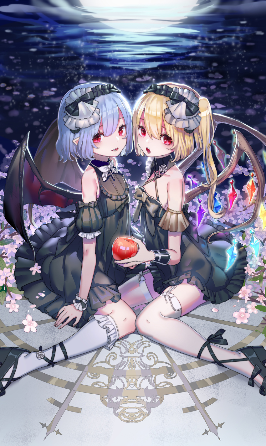 bunuojiang dress flandre_scarlet lolita_fashion pointy_ears remilia_scarlet stockings thighhighs touhou wings