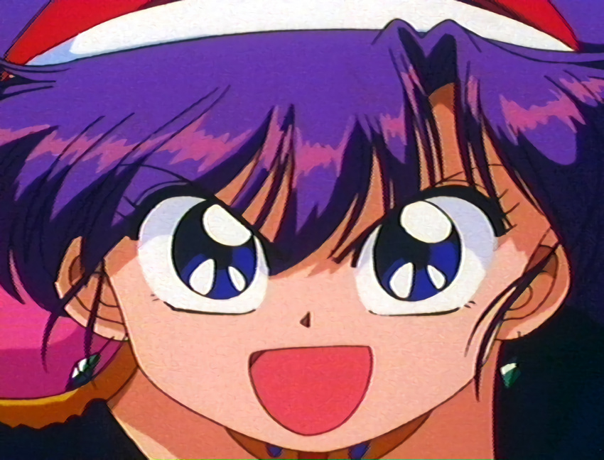 akazukin_chacha hat head open_eyes purple_hair santa yakko