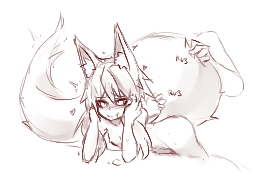 &lt;3 2016 ambiguous_gender animal_humanoid bent_over big_tail blush breasts butt canine drooling duo female fluffy fluffy_tail fox fox_humanoid hair huge_tail humanoid inner_ear_fluff looking_pleasured mammal monochrome nipples nude rubbing saliva short_hair simple_background sketch slit_pupils small_breasts sub-res suzu_(sub-res) tailplay touch_fluffy_tail white_background