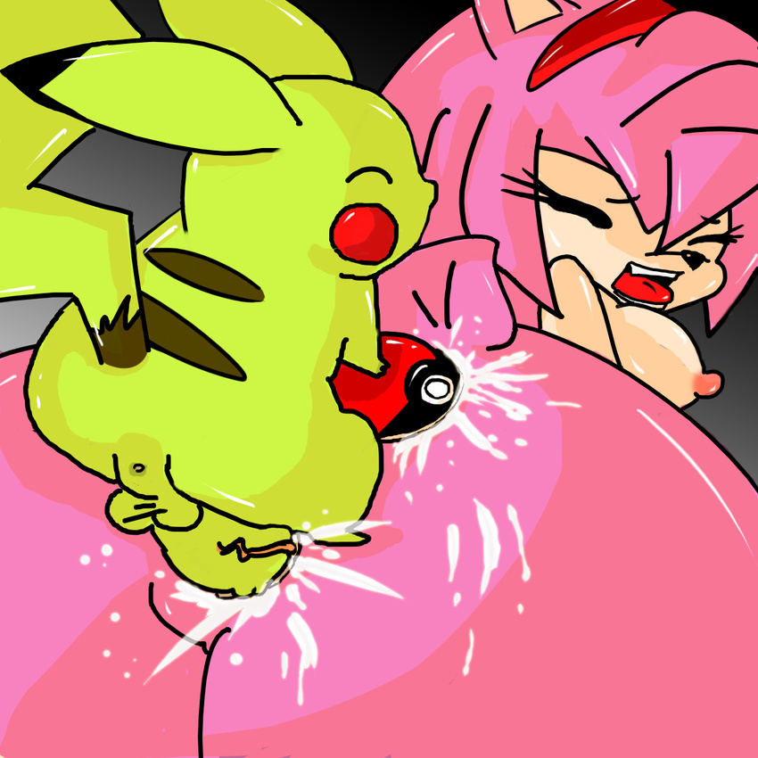amy_rose pikachu pokemon sonic_team tagme
