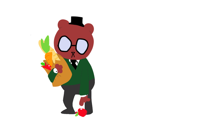 &lt;3 &lt;3_eyes 2017 angus_(nitw) animated anthro apple bear bite canine clothed clothing cute fedora food footwear fox fruit fur gregg_(nitw) hat invalid_tag jacket leather leather_jacket male mammal necktie night_in_the_woods pants paper_bag sausagerat_(artist) simple_background sweater white_background