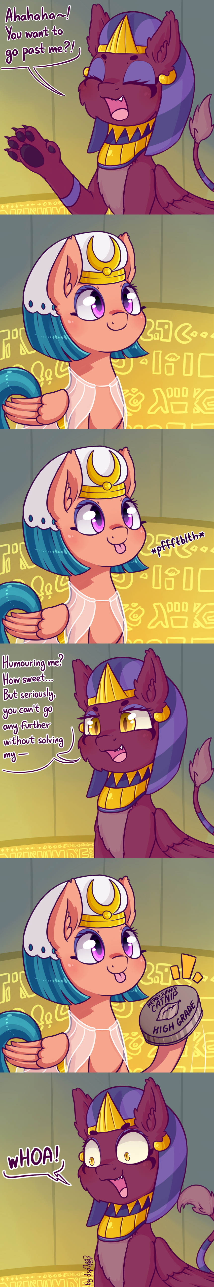 2017 avian bird comic dsp2003 duo equine feathered_wings feathers female feral friendship_is_magic mammal my_little_pony pegasus somnambula_(mlp) sphinx sphinx_(mlp) wings