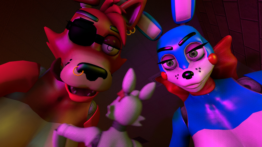 3d_(artwork) animatronic bonnie_(fnaf) chica_(fnaf) digital_media_(artwork) female five_nights_at_freddy's five_nights_at_freddy's_2 foxy_(fnaf) freddy_(fnaf) machine macro mangle_(fnaf) micro needsmorefuta robot size_difference source_filmmaker video_games