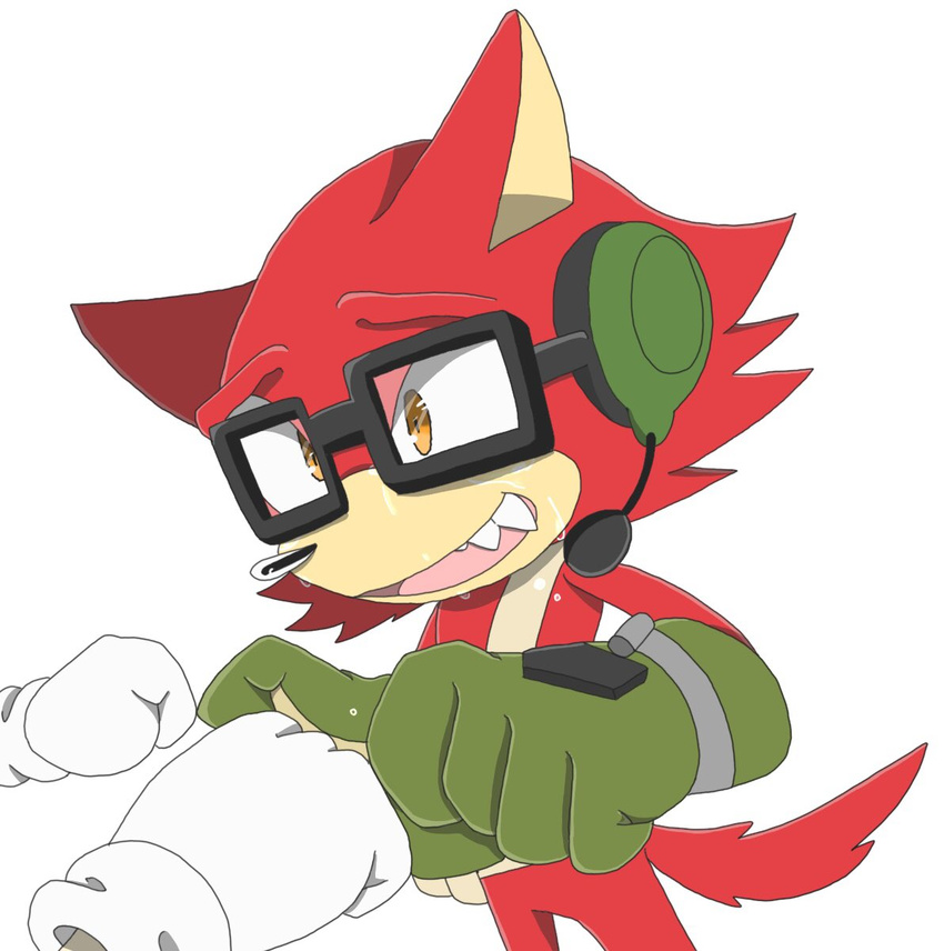 2017 anthro big_head black_nose canine clothing custom_character_(sonic_forces) eyewear fur glasses gloves male mammal sharp_teeth simple_background sonic_(series) sonic_forces sonic_the_hedgehog sonicsky2337 teeth toony wolf