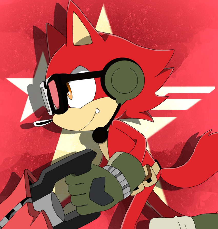 2017 anthro big_head black_nose canine clothing custom_character_(sonic_forces) eyewear fur glasses gloves male mammal simple_background sonic_(series) sonic_forces sonicsky2337 toony video_games wolf