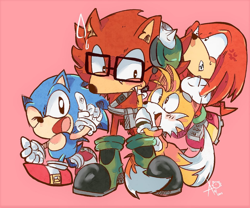 2017 anthro aoii91 black_nose canine clothing custom_character_(sonic_forces) echidna eyewear fox fur glasses gloves hedgehog knuckles_the_echidna male mammal miles_prower monotreme simple_background sonic_(series) sonic_forces sonic_the_hedgehog toony video_games wolf