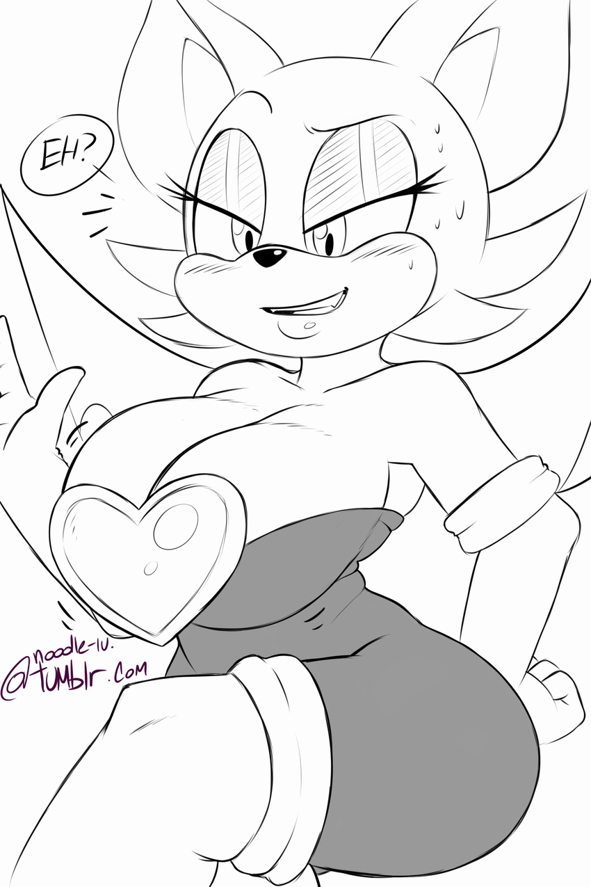 2017 absurd_res anthro bat big_breasts breast_expansion breasts clothed clothing female hi_res mammal monochrome noodle-lu rouge_the_bat solo sonic_(series)
