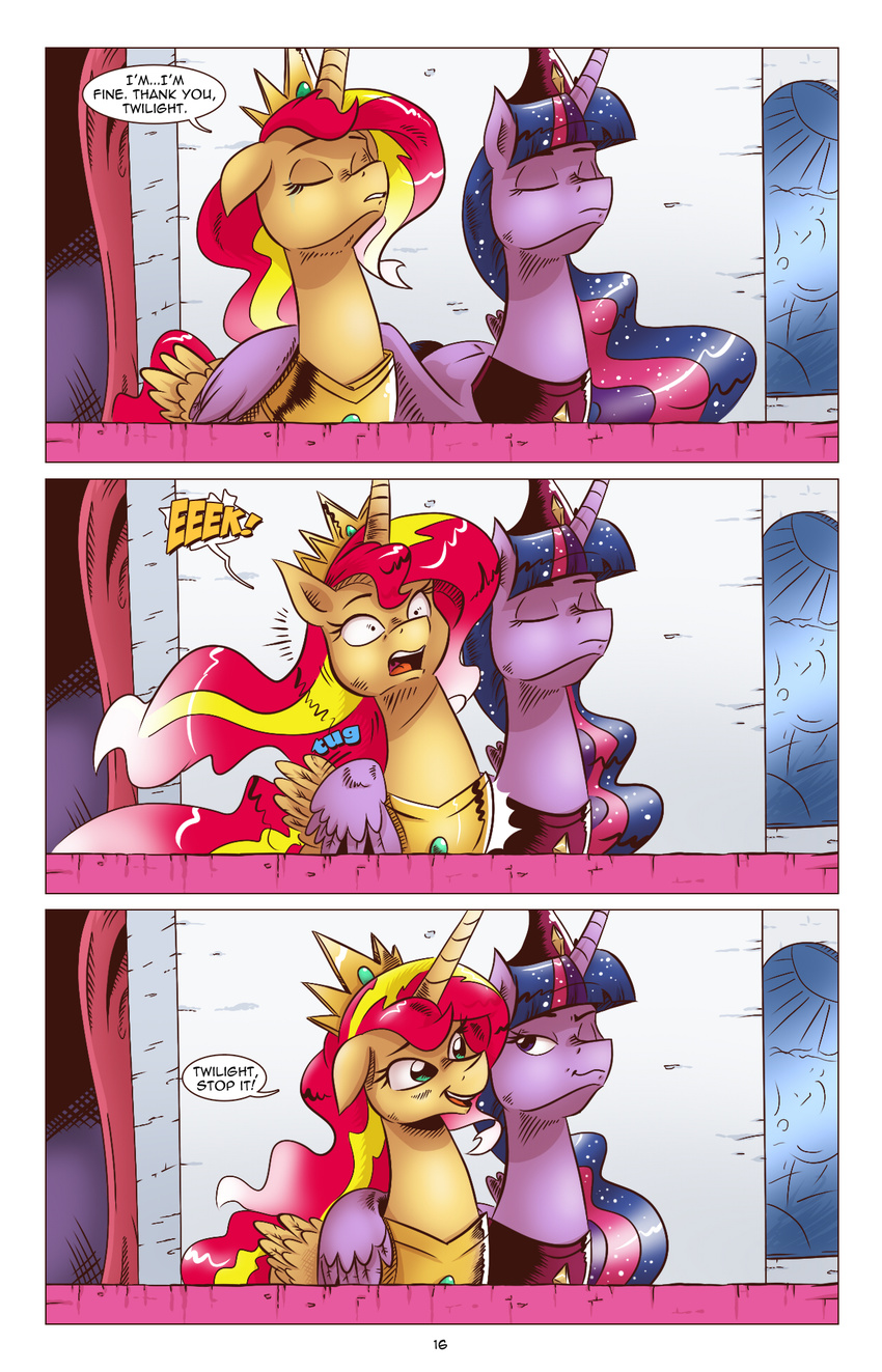 2017 blush comic dialogue english_text equestria_girls equine female friendship_is_magic horn mammal my_little_pony saturdaymorningproj sunset_shimmer_(eg) text twilight_sparkle_(mlp) winged_unicorn wings