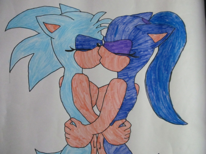 anthro breast_squish breasts breasts_frottage fan_character female female/female hedgehog kissing mammal nebula_the_hedgehog simple_background sonic_(series)