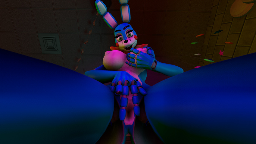 3d_(artwork) animatronic bonnie_(fnaf) breasts digital_media_(artwork) female first_person_view five_nights_at_freddy's fondling_breast machine needsmorefuta nipples open_mouth open_pussy pussy robot source_filmmaker submissive submissive_pov video_games