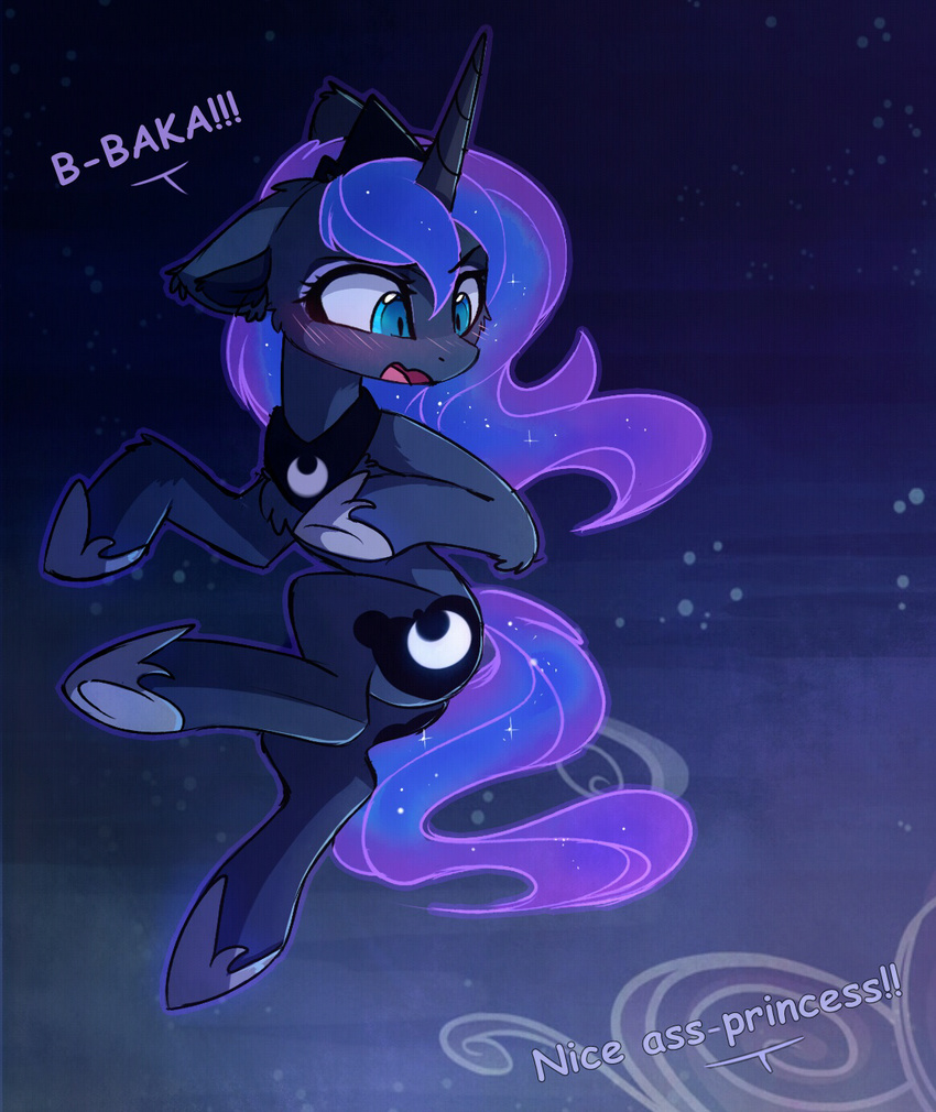 blue_eyes blue_fur cutie_mark equine female feral friendship_is_magic fur hooves horn magnaluna mammal my_little_pony night outside princess_luna_(mlp) unicorn