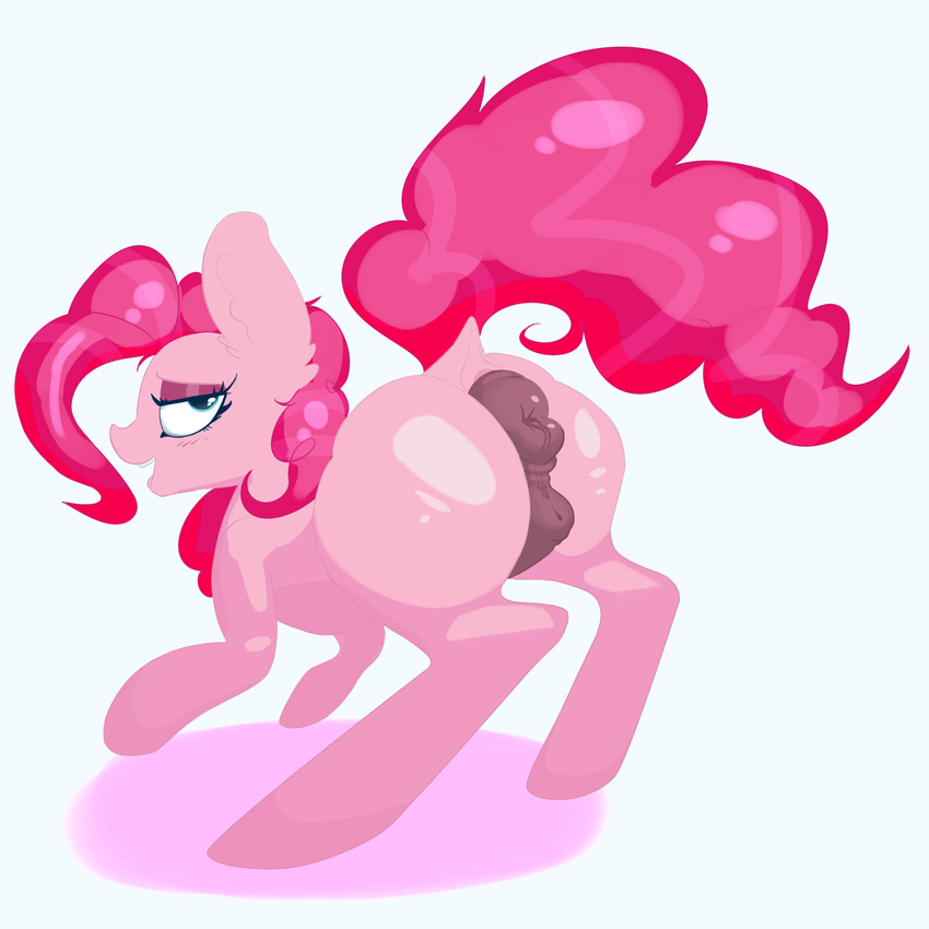2017 anatomically_correct animal_genitalia animal_pussy anus big_butt blush butt dock equine equine_pussy female feral friendship_is_magic horse looking_at_viewer mammal my_little_pony pinkie_pie_(mlp) pony presenting puffy_anus pussy simple_background solo squishy_kitty_(artist)