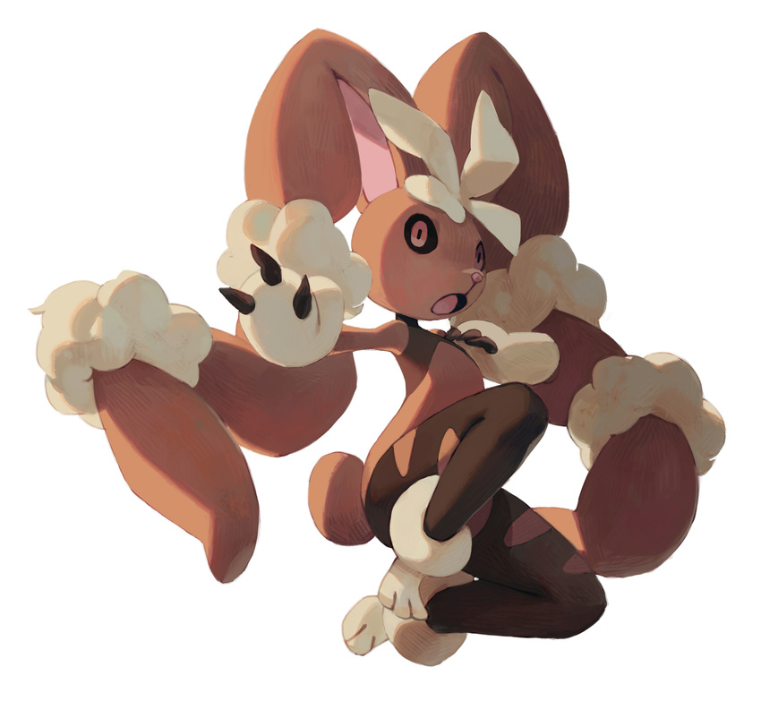 2017 3_fingers 3_toes ambiguous_gender anthro biped black_body black_claws black_sclera bluekomadori brown_body brown_tail claws crouching digital_media_(artwork) digital_painting_(artwork) floppy_ears fluffy front_view full-length_portrait fur girly hi_res hindpaw lagomorph long_ears mammal mega_evolution mega_lopunny nintendo nude open_mouth paws pink_nose pok&eacute;mon portrait pseudo_clothing red_eyes shadow short_tail simple_background solo suspended_in_midair tan_fur toes two_tone_body video_games voluptuous white_background wide_eyed