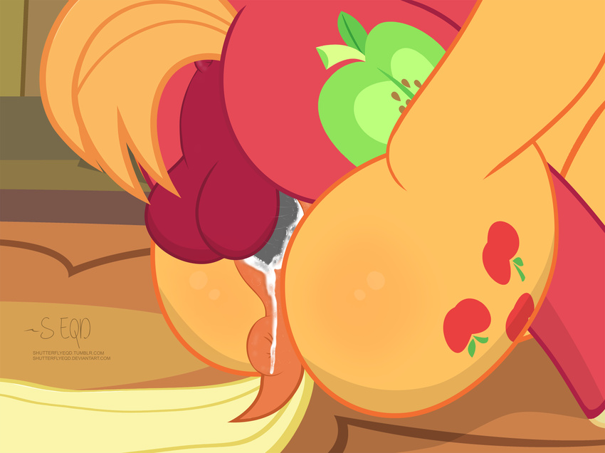 2017 anus applejack_(mlp) backsack balls big_macintosh_(mlp) butt cum cum_in_pussy cum_inside cutie_mark duo earth_pony equine erection faceless_male female feral feral_on_feral friendship_is_magic hair hi_res horse incest male male/female mammal my_little_pony penetration penis pony pussy pussy_juice sex shutterflyeqd vaginal vaginal_penetration