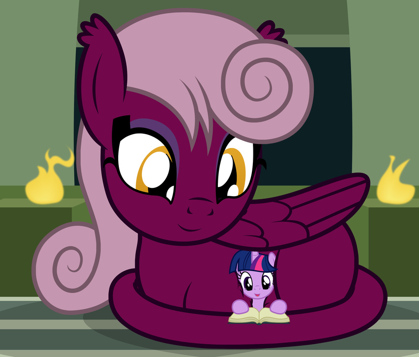 badumsquish cuddling cute duo equine fluffy folded_wings friendship_is_magic happy horn looking_down lying mammal my_little_pony reading size_difference sphinx sphinx_(mlp) temple twilight_sparkle_(mlp) winged_unicorn wings