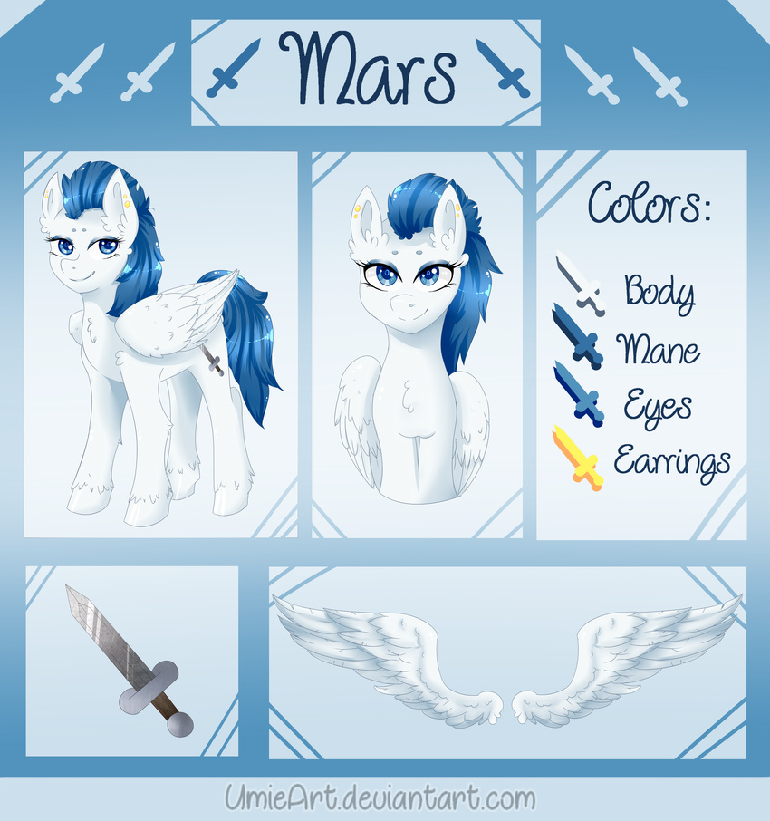 blue_eyes cutie_mark equine female fur mammal mars_(mars) model_sheet my_little_pony pegasus umieart white_fur wings