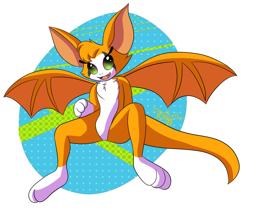 amethyst_star_(mlp) anthro dust:_an_elysian_tail female fidget flying friendship_is_magic fur green_eyes looking_at_viewer mammal my_little_pony nimbat open_mouth orange_fur paws smile solo teeth tongue video_games wings