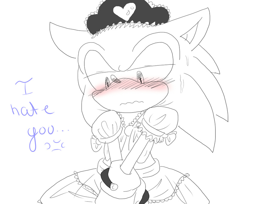 &lt;3 blush clothing maid_uniform male patrial sonic_(series) sonic_the_hedgehog uniform