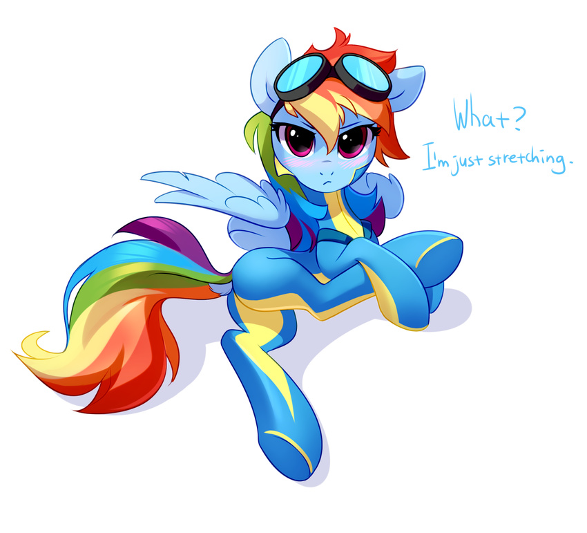 alpha_channel blue_feathers clothed clothing english_text equine eyewear feathered_wings feathers female feral friendship_is_magic goggles hair looking_at_viewer mammal multicolored_hair my_little_pony pegasus rainbow_dash_(mlp) rainbow_hair simple_background solo text tomatocoup transparent_background wings