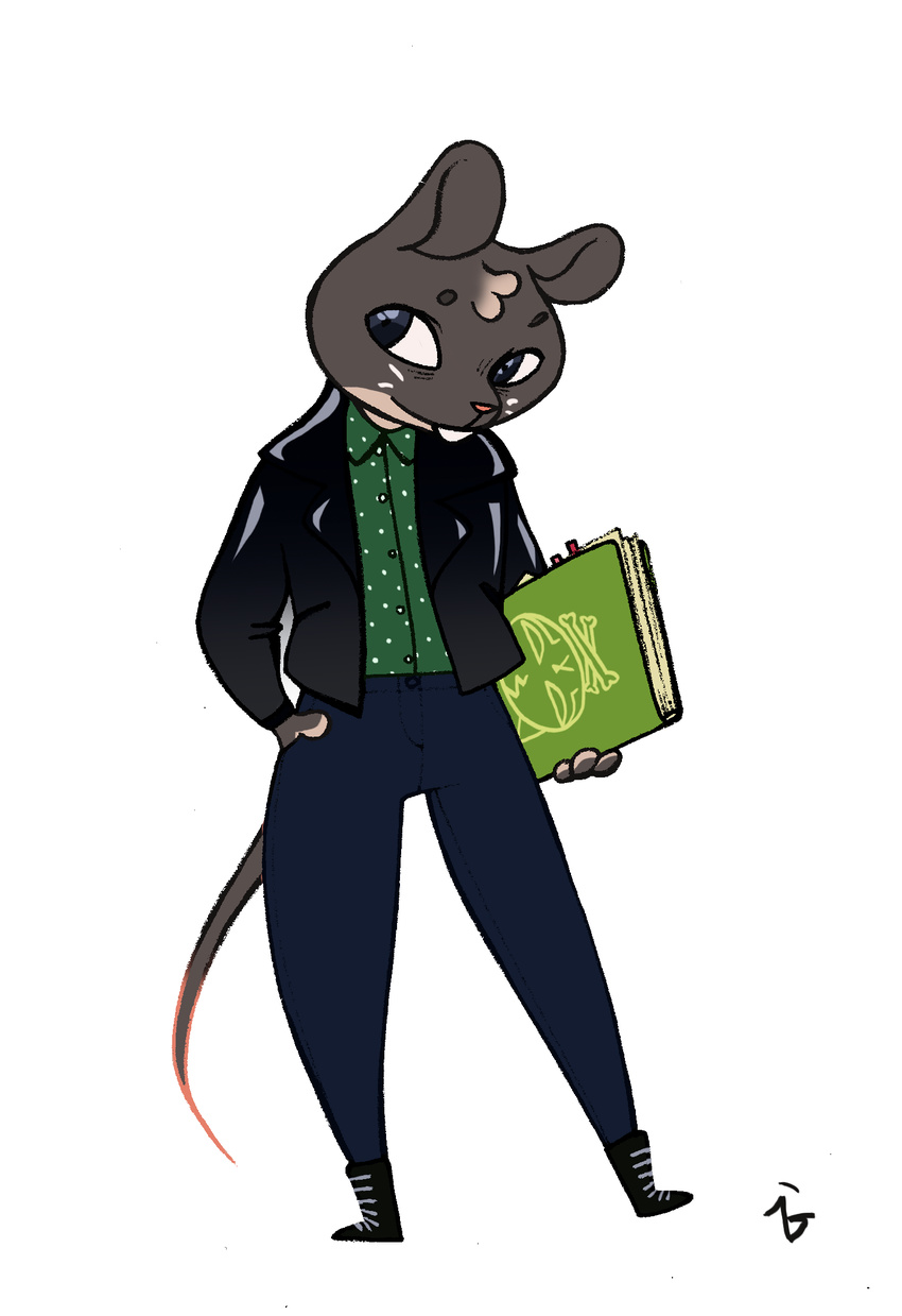 alinaisrafilova book bookmark boots button_(disambiguation) clothed clothing crossbones eyebrows footwear fully_clothed fur fut grey_fur jacket journal laces lori_m._(nitw) mammal mouse night_in_the_woods notebook pants pink_nose rodent shirt skull_and_crossbones tuft two_tone whiskers