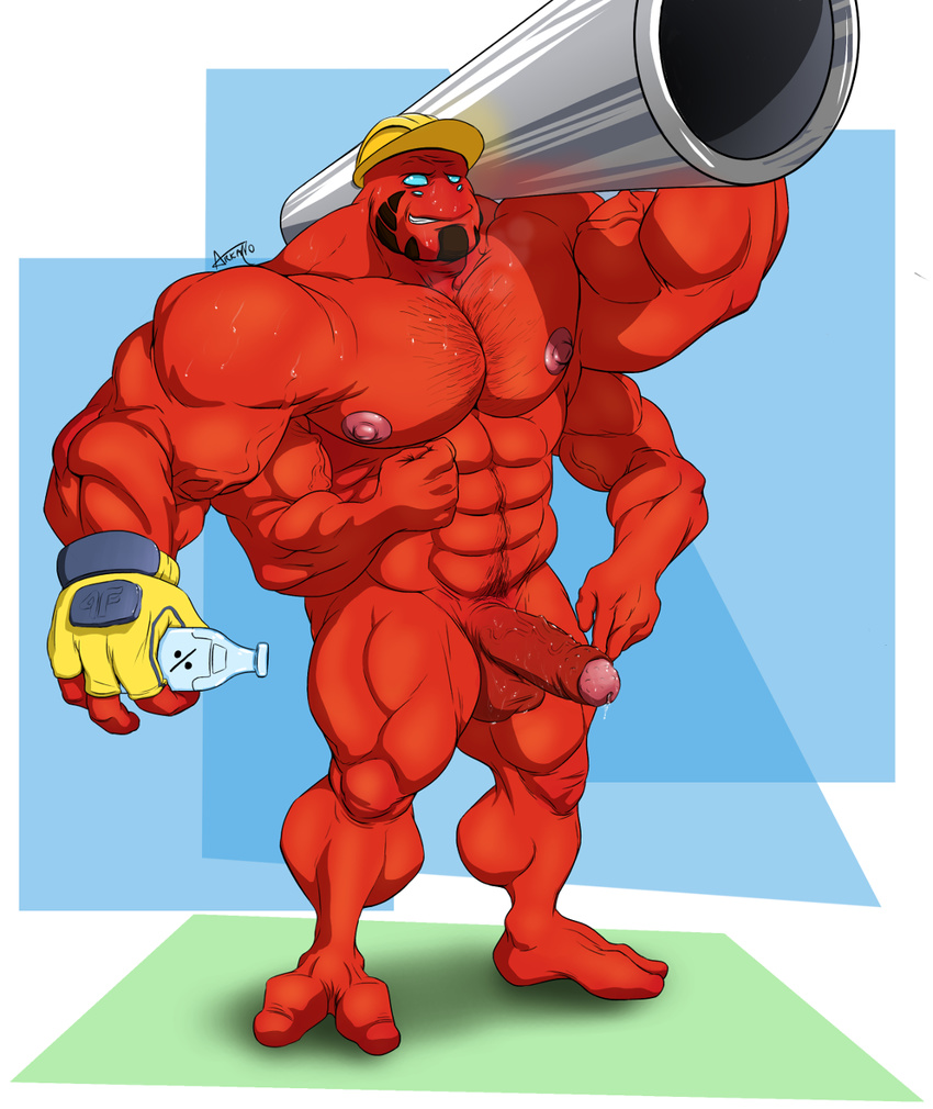 4_arms alien arkanoego armor balls ben_10 cartoon_network hard_hat helmet male multi_arm multi_limb muscular penis solo tetramand uncut