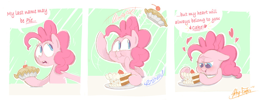 &lt;3 2012 artsy-fartsie cake comic earth_pony english_text equine female feral food friendship_is_magic hair horse mammal my_little_pony pinkie_pie_(mlp) pony smile solo text