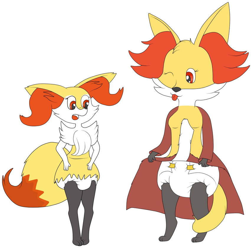 braixen daughter delphox diaper group mother mother_and_daughter nintendo parent pok&eacute;mon simple_background video_games white_background