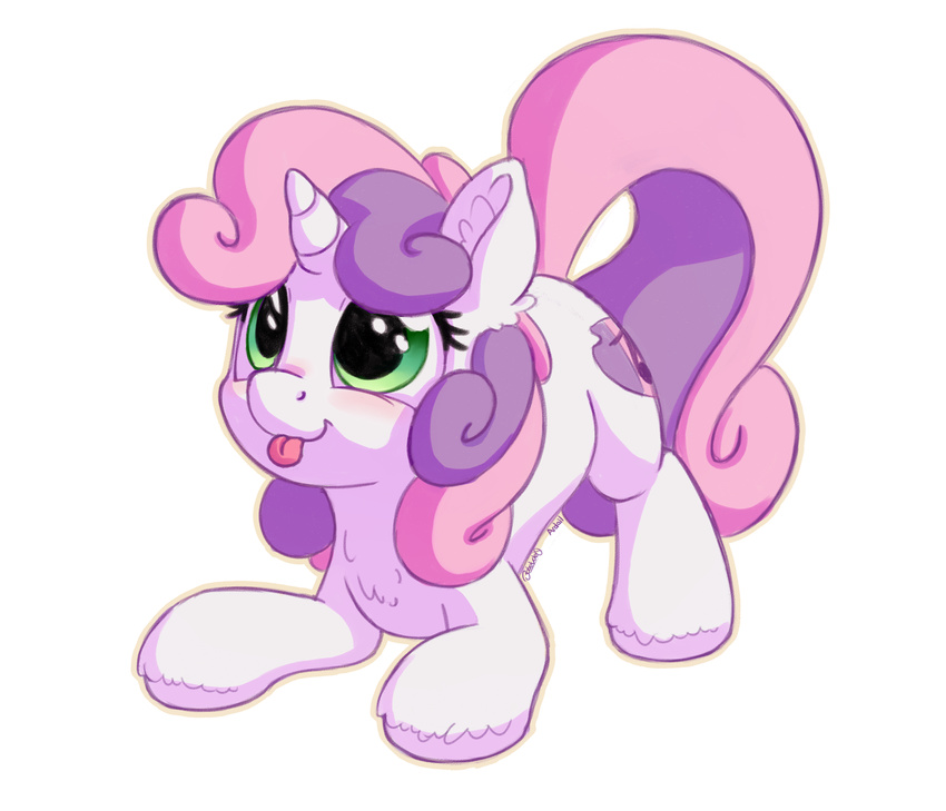 2017 alpha_channel ardail bobdude0 collaboration cub cutie_mark equine female feral friendship_is_magic hair hi_res horn mammal multicolored_hair my_little_pony pink_hair purple_hair simple_background smile solo sweetie_belle_(mlp) tongue tongue_out transparent_background two_tone_hair unicorn young