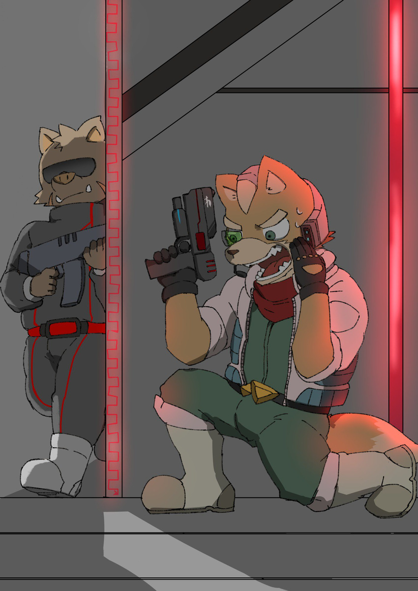 boar fox_mccloud gun mammal nintendo porcine rakugaki ranged_weapon screaming shinki_k star_fox video_games weapon