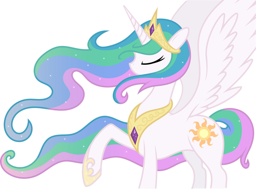2012 all_fours alpha_channel bronyfang crown equine eyes_closed female feral friendship_is_magic gem horn horse mammal my_little_pony nude pony princess_celestia_(mlp) simple_background solo tim015 transparent_background winged_unicorn wings