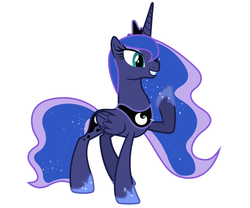 2012 90sigma all_fours alpha_channel crown equine female feral friendship_is_magic grin horn horse mammal my_little_pony nude pony princess_luna_(mlp) simple_background smile solo transparent_background winged_unicorn wings