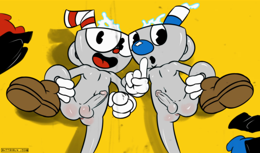 balls cuphead_(character) cuphead_(game) erection humanoid_penis male mugman_(character) not_furry object_head penis thebuttgoblin