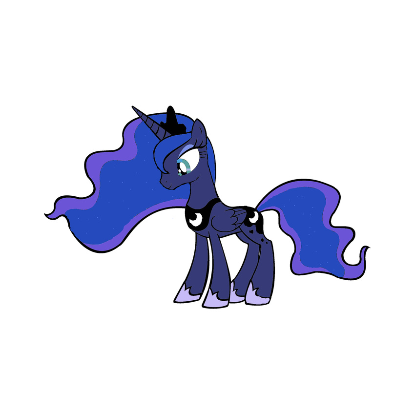 equine friendship_is_magic horn horse mammal ms_paint my_little_pony pony princess_luna_(mlp) smile standing winged_unicorn wings
