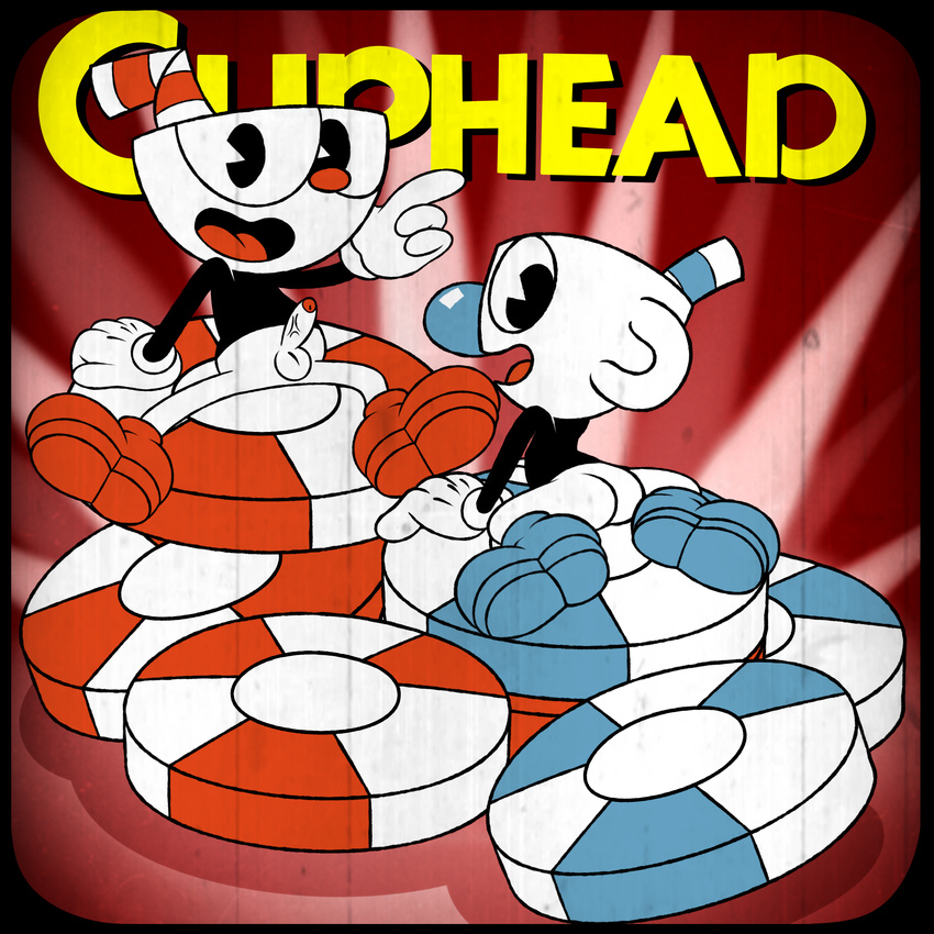 animate_inanimate balls butt cuphead_(character) cuphead_(game) enookie erection male mugman_(character) object_head penis