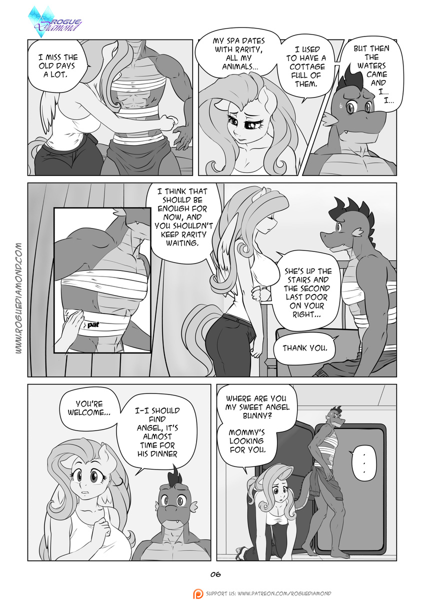 ... 2017 anthro anthrofied comic dialogue dragon equine female fluttershy_(mlp) friendship_is_magic male mammal monochrome my_little_pony pegasus pia-sama spike_(mlp) wings